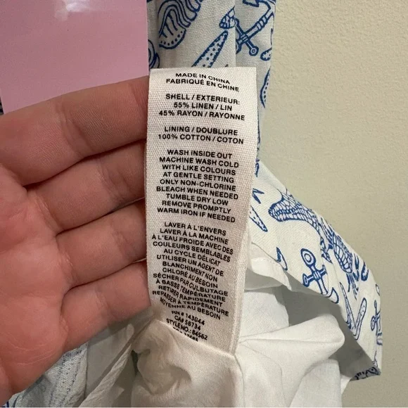 NWT Avec Les Filles Linen Blend Fit Flare Nautical Starfish Anchor Dress Size 2 - Picture 10 of 10